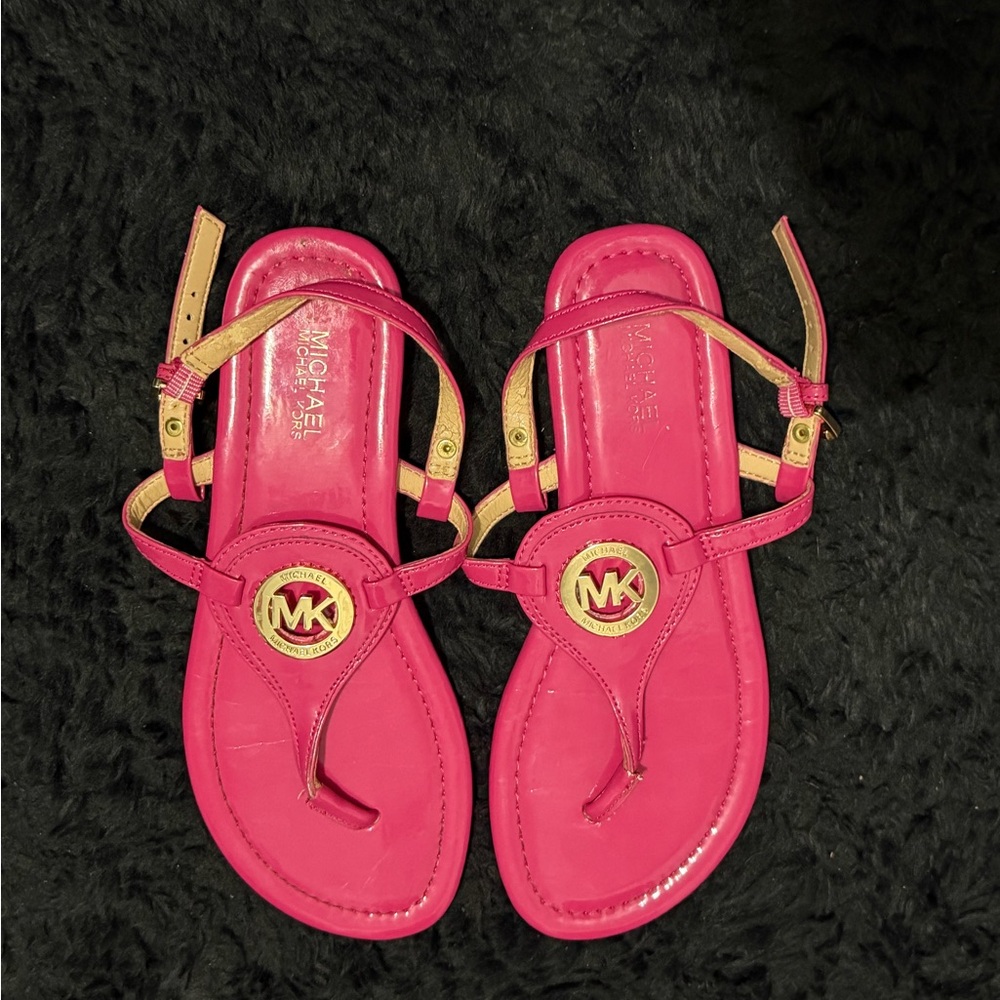 Michael Kors Kids Fuchsia and Gold Sandals